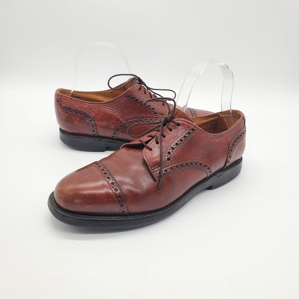 ♡♡ Allen Edmonds Oxford Mens Brown Leather Cap Toe Dress Shoes Size  7.5D